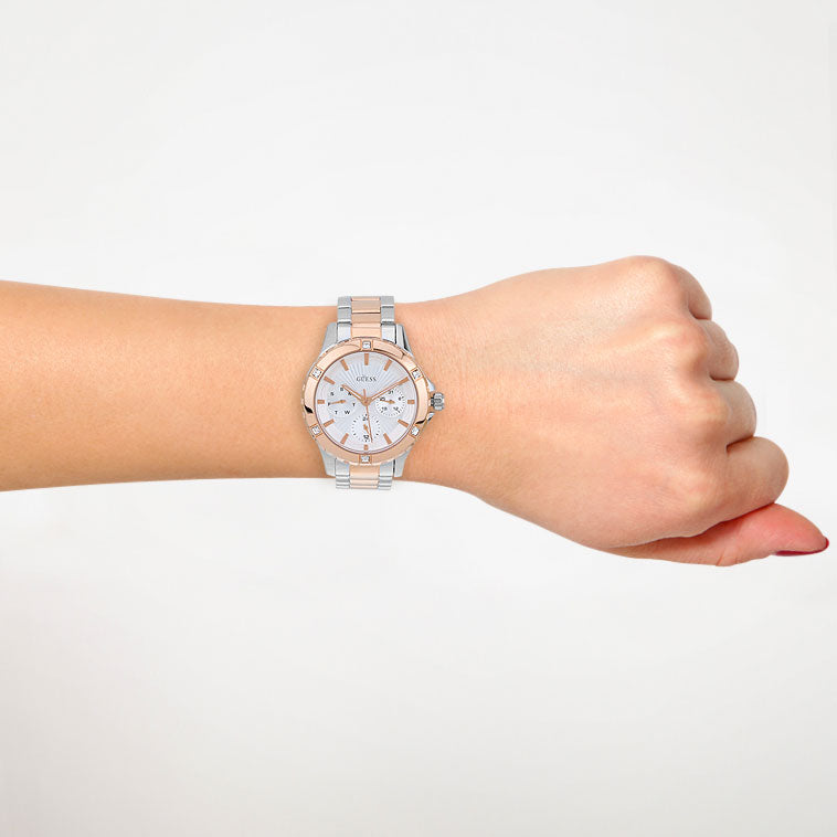  Shop Authentic Guess Mist Quartz Silver Dial Two Tone Steel Strap Watch For Women - W0443L4 - Luxxuri