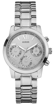  Shop Authentic Guess Mini Sunrise Silver Dial Silver Steel Strap Watch For Women - W0448L1 - Luxxuri