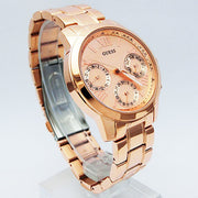  Shop Authentic Guess Mini Sunrise Chronograph Quartz Rose Gold Dial Rose Gold Steel Strap Watch For Women - W0448L3 - Luxxuri