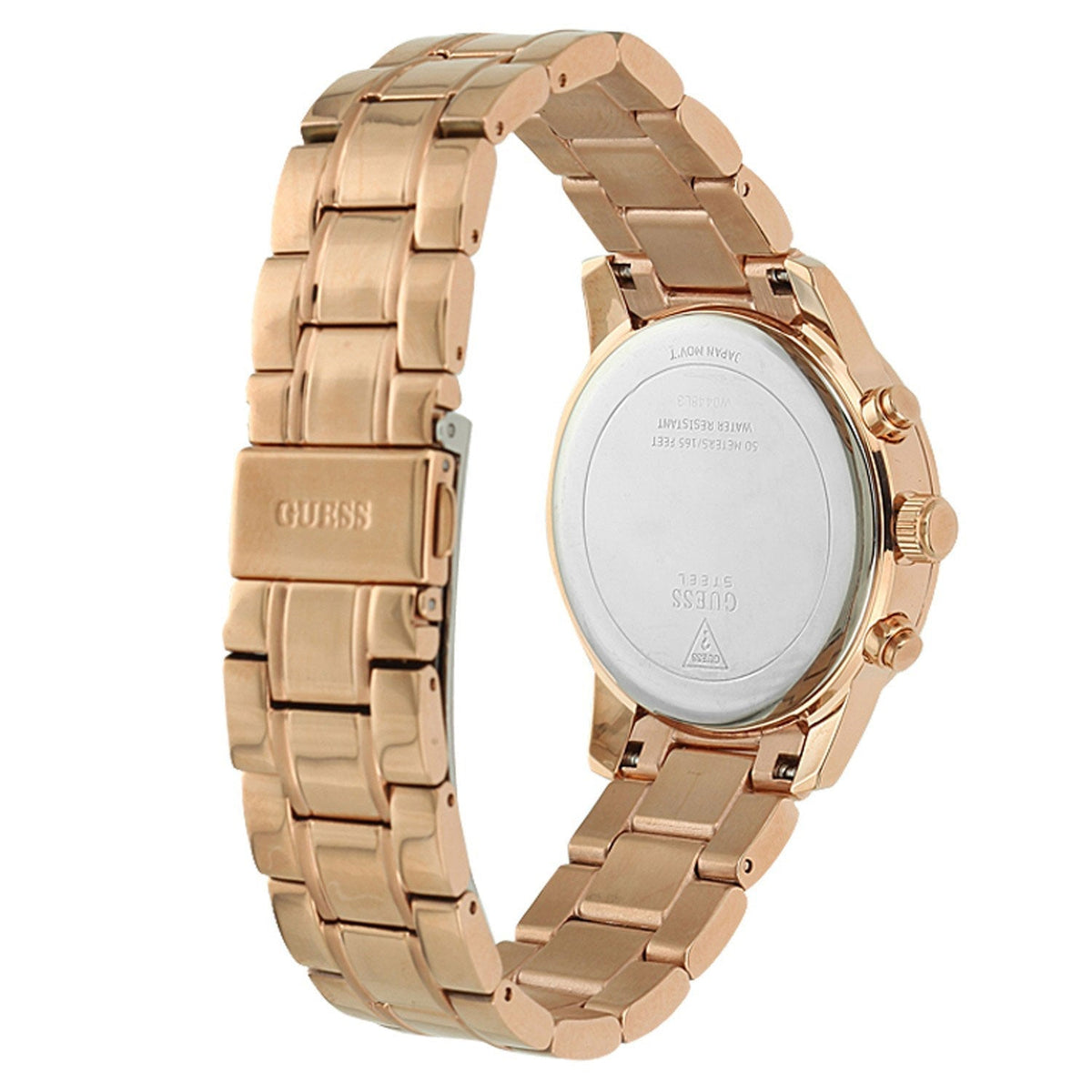  Shop Authentic Guess Mini Sunrise Chronograph Quartz Rose Gold Dial Rose Gold Steel Strap Watch For Women - W0448L3 - Luxxuri