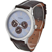  Shop Authentic Guess Wafer Analog Blue Dial Brown Leather Strap Watch For Men - W0496G2 - Luxxuri
