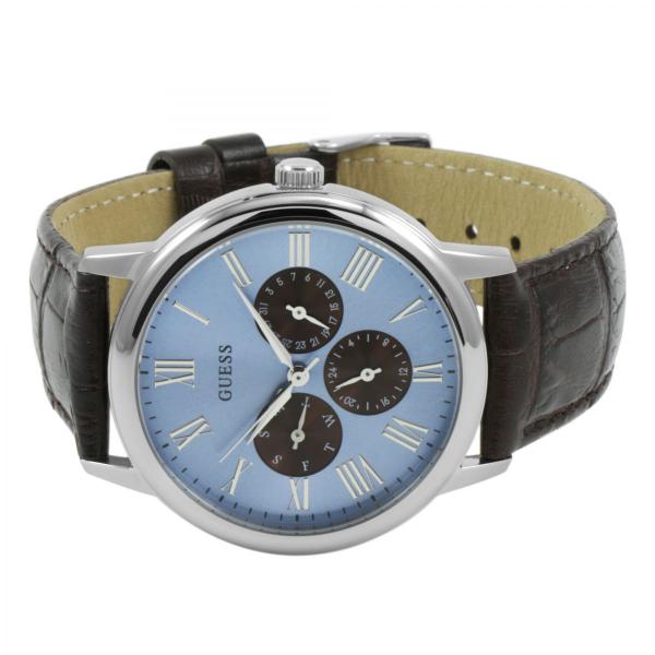 Shop Authentic Guess Wafer Analog Blue Dial Brown Leather Strap Watch For Men - W0496G2 - Luxxuri