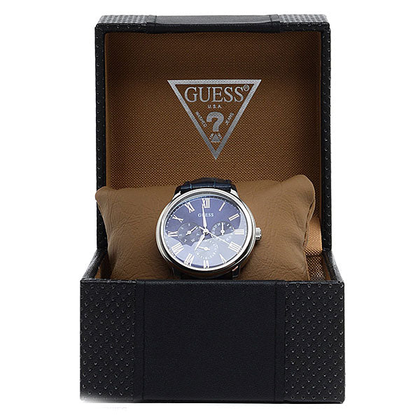  Shop Authentic Guess Wafer Chronograph Quartz Blue Dial Blue Leather Strap Watch For Men - W0496G3 - Luxxuri