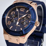  Shop Authentic Guess Jet Setter Analog Quartz Blue Dial Blue Rubber Strap Watch For Women - W0571L1 - Luxxuri