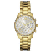  Shop Authentic Guess Mini Sunrise Diamonds Silver Dial Gold Steel Strap Watch for Women - W0623L3 - Luxxuri