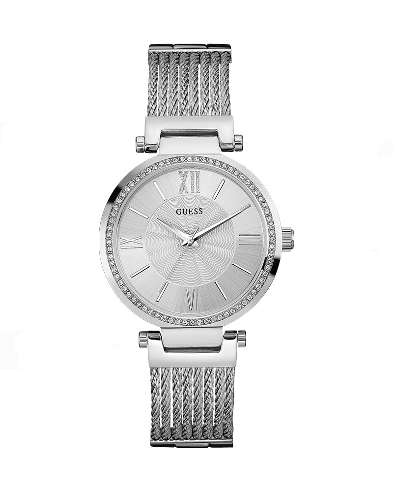  Shop Authentic Guess Soho Silver DIal Stainless Steel Mesh Bracelet Watch For Women - W0638L1 - Luxxuri