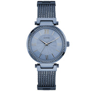  Shop Authentic Guess Soho Diamonds Blue Dial Blue Mesh Bracelet Watch For Women - W0638L3 - Luxxuri