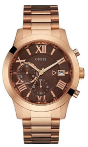  Shop Authentic Guess Iconic Signature Brown Dial Rose Gold Steel Strap Watch For Men - W0668G1 - Luxxuri