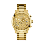  Shop Authentic Guess Atlas Chronograph Gold Dial Gold Steel Strap Watch For Men - W0668G4 - Luxxuri