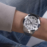  Shop Authentic Guess Atlas Chronograph Silver Dial Silver Steel Strap Watch For Men - W0668G7 - Luxxuri
