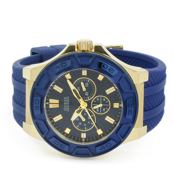  Shop Authentic Guess Force Blue & Rose Gold Dial Blue Silicone Strap Watch For Men - W0674G2 - Luxxuri