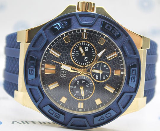 Shop Authentic Guess Force Blue & Rose Gold Dial Blue Silicone Strap Watch For Men - W0674G2 - Luxxuri