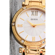  Shop Authentic Guess Park Ave South Analog White Dial Gold Steel Strap Watch For Women - W0767L2 - Luxxuri