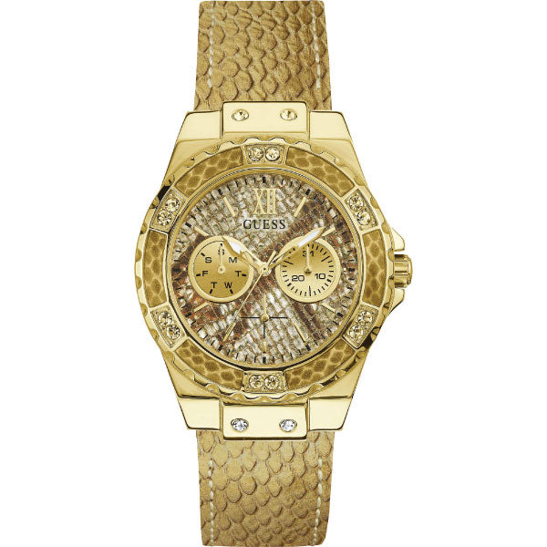  Shop Authentic Guess Limelight Quartz Gold Dial  Gold Leather Strap Watch For Women - W0775L13 - Luxxuri