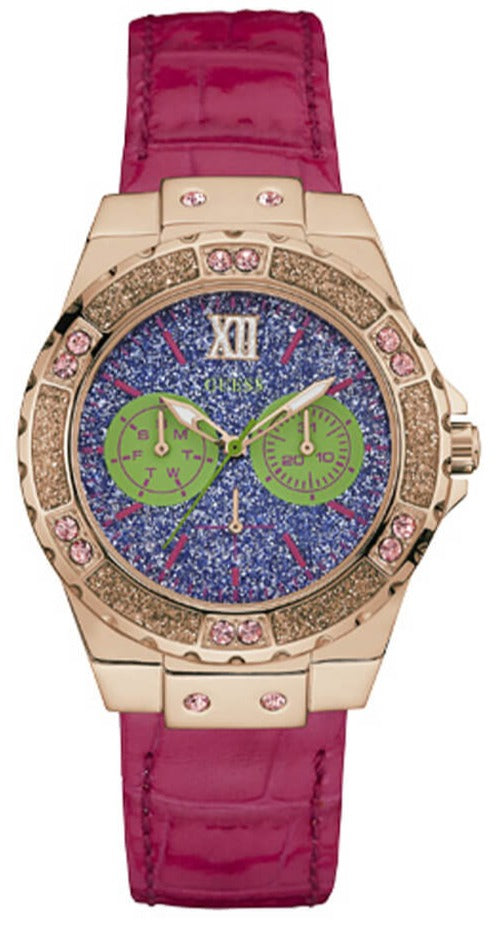  Shop Authentic Guess Limelight Quartz Multicolor Dial Red Leather Strap Watch For Women - W0775L4 - Luxxuri