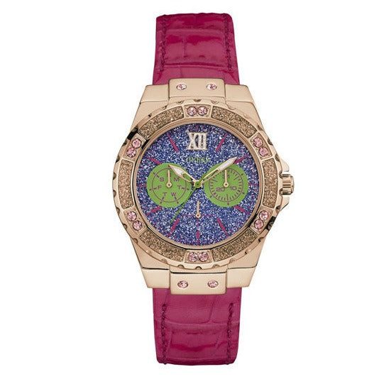  Shop Authentic Guess Limelight Quartz Multicolor Dial Red Leather Strap Watch For Women - W0775L4 - Luxxuri
