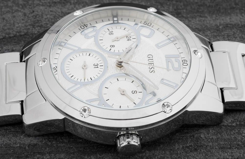  Shop Authentic Guess Confetti Silver Dial Silver Steel Strap Watch for Women - W0778L1 - Luxxuri