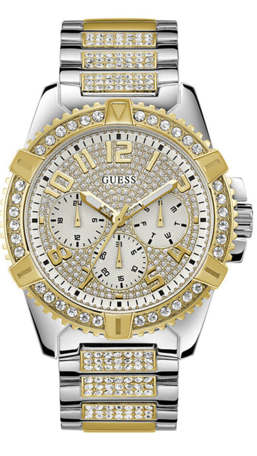  Shop Authentic Guess Frontier Chronograph Crystals Silver Dial Two Tone Steel Strap Watch for Men - W0799G4 - Luxxuri