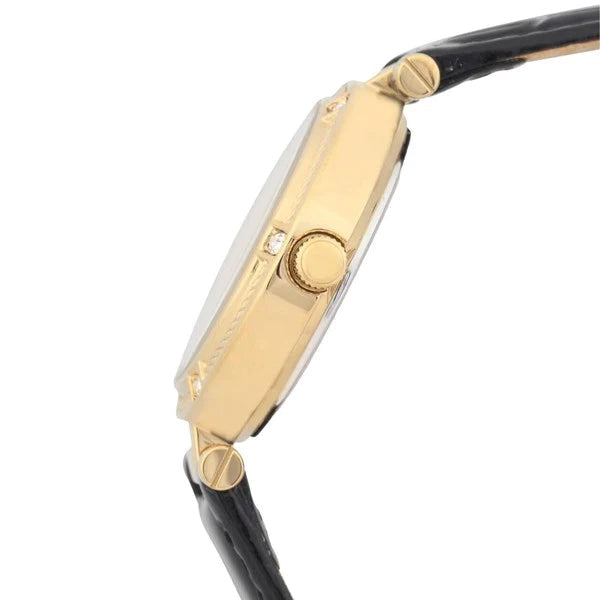  Shop Authentic Guess Park Avenue Quartz Gold Dial Black Leather Strap Watch For Women - W0838L1 - Luxxuri