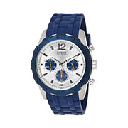  Shop Authentic Guess Caliber Chronograph White Dial Blue Rubber Strap Watch for Men - W0864G6 - Luxxuri