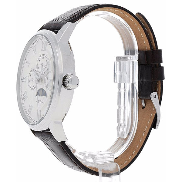  Shop Authentic Guess Delancy Quartz White Dial Brown Leather Strap Watch For Men - W0870G1 - Luxxuri