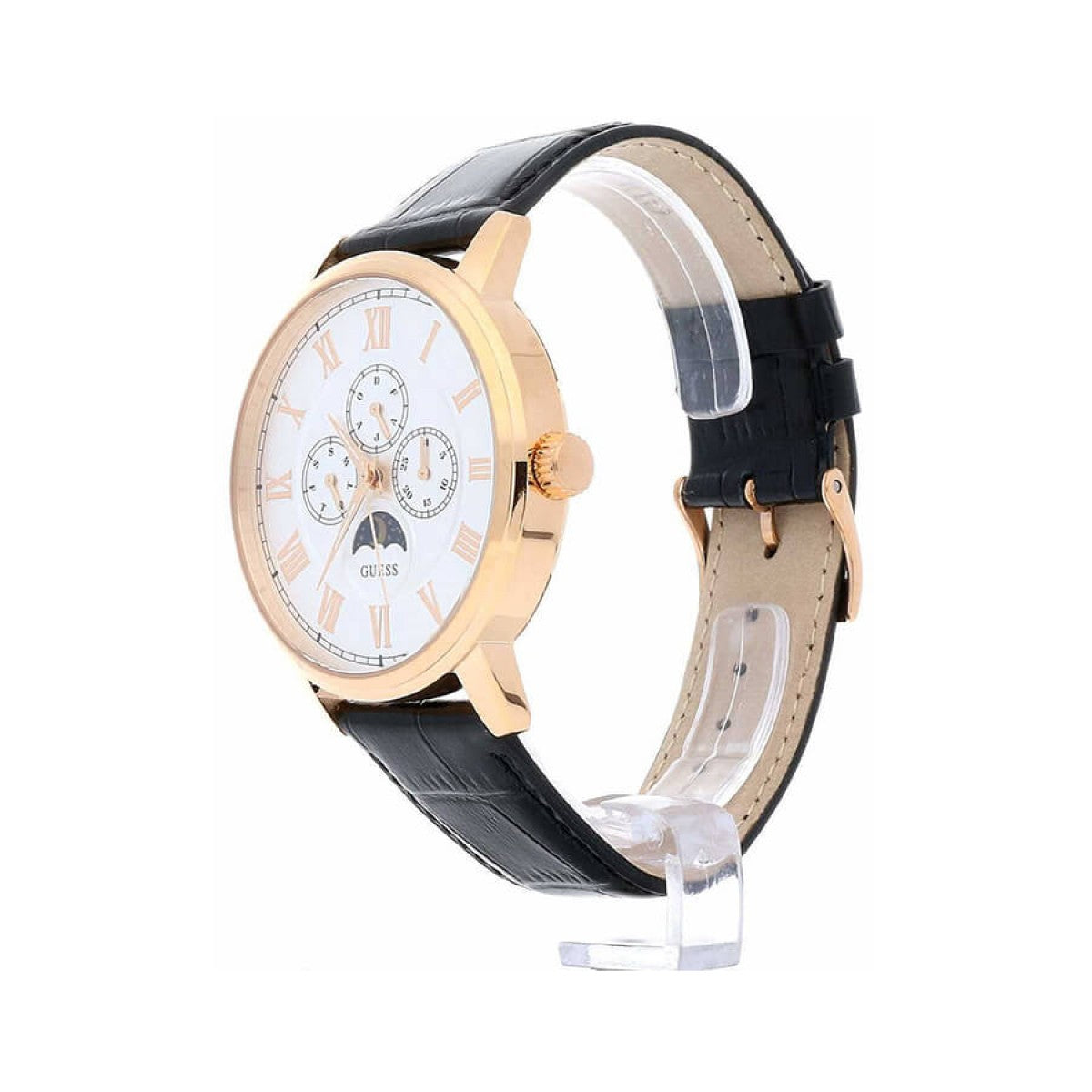 Shop Authentic Guess Delancy Quartz Silver Dial Black Leather Strap Watch For Men - W0870G2 - Luxxuri