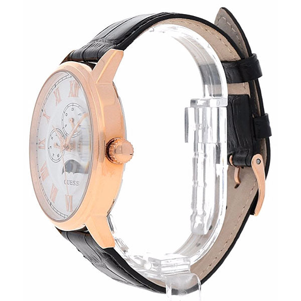  Shop Authentic Guess Delancy Quartz Silver Dial Black Leather Strap Watch For Men - W0870G2 - Luxxuri