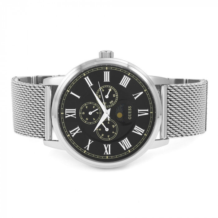 Shop Authentic Guess Delancey Black Dial Silver Mesh Bracelet Watch for Men - W0871G1 - Luxxuri
