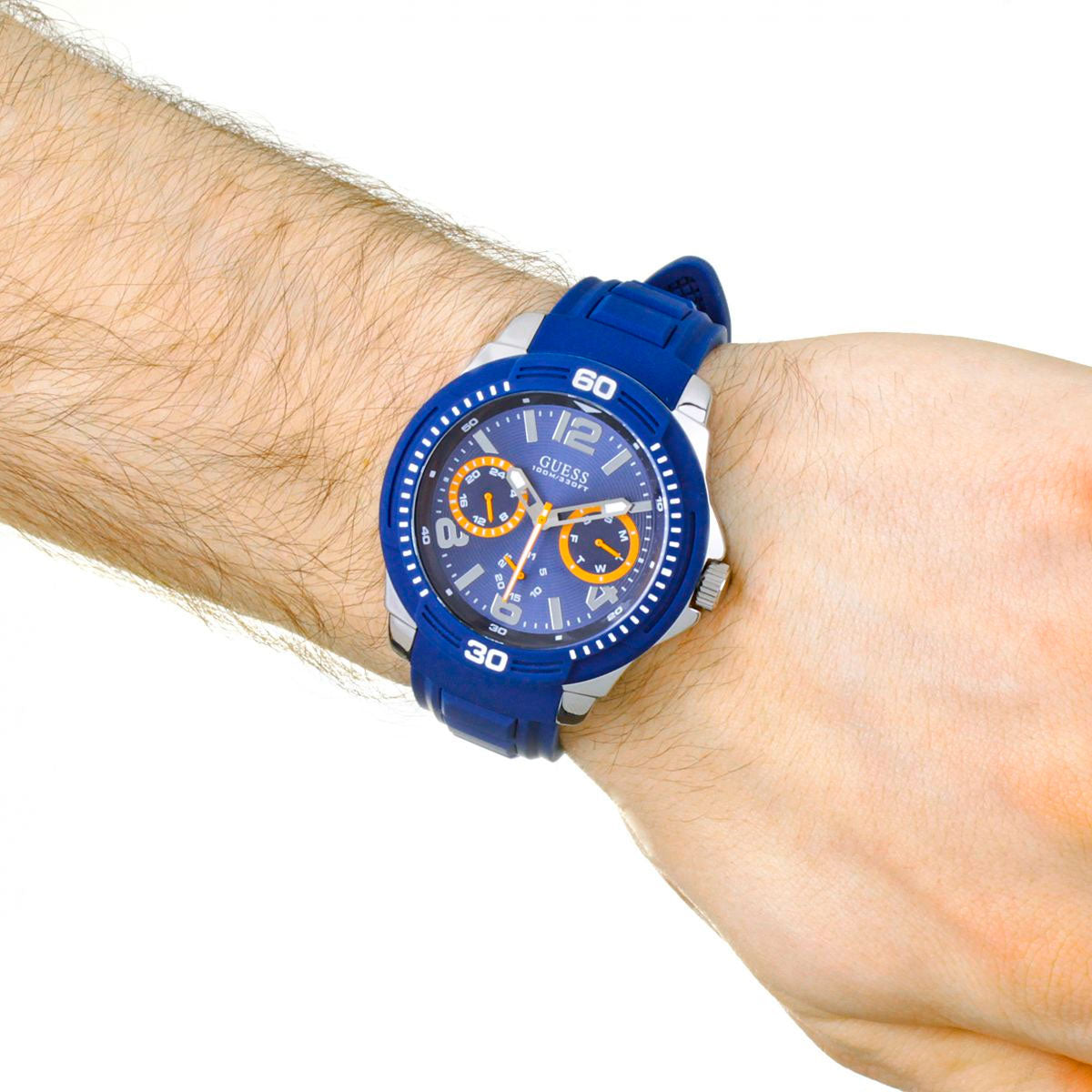  Shop Authentic Guess Trade Blue Dial Blue Silicone Strap Watch for Men - W0967G2 - Luxxuri