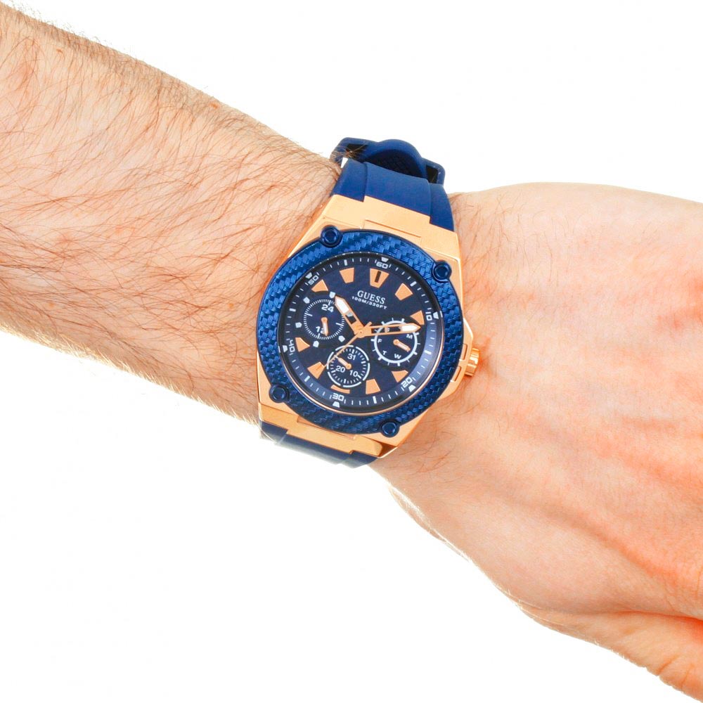  Shop Authentic Guess Legacy Blue Dial Blue Silicone Strap Watch For Men - W1049G2 - Luxxuri