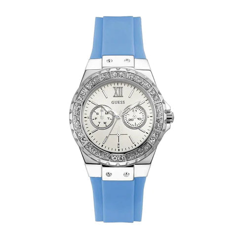  Shop Authentic Guess Limelight Crystals White Dial Blue Rubber Strap Watch for Women - W1053L5 - Luxxuri