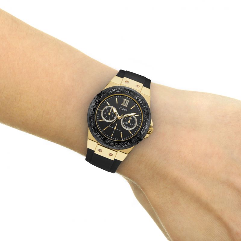  Shop Authentic Guess Black Dial Black Rubber Strap Watch For Women - W1053L7 - Luxxuri