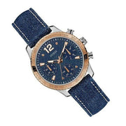  Shop Authentic Guess Marina Chronograph Blue Dial Blue Denim Strap Watch For Women - W1057L1 - Luxxuri