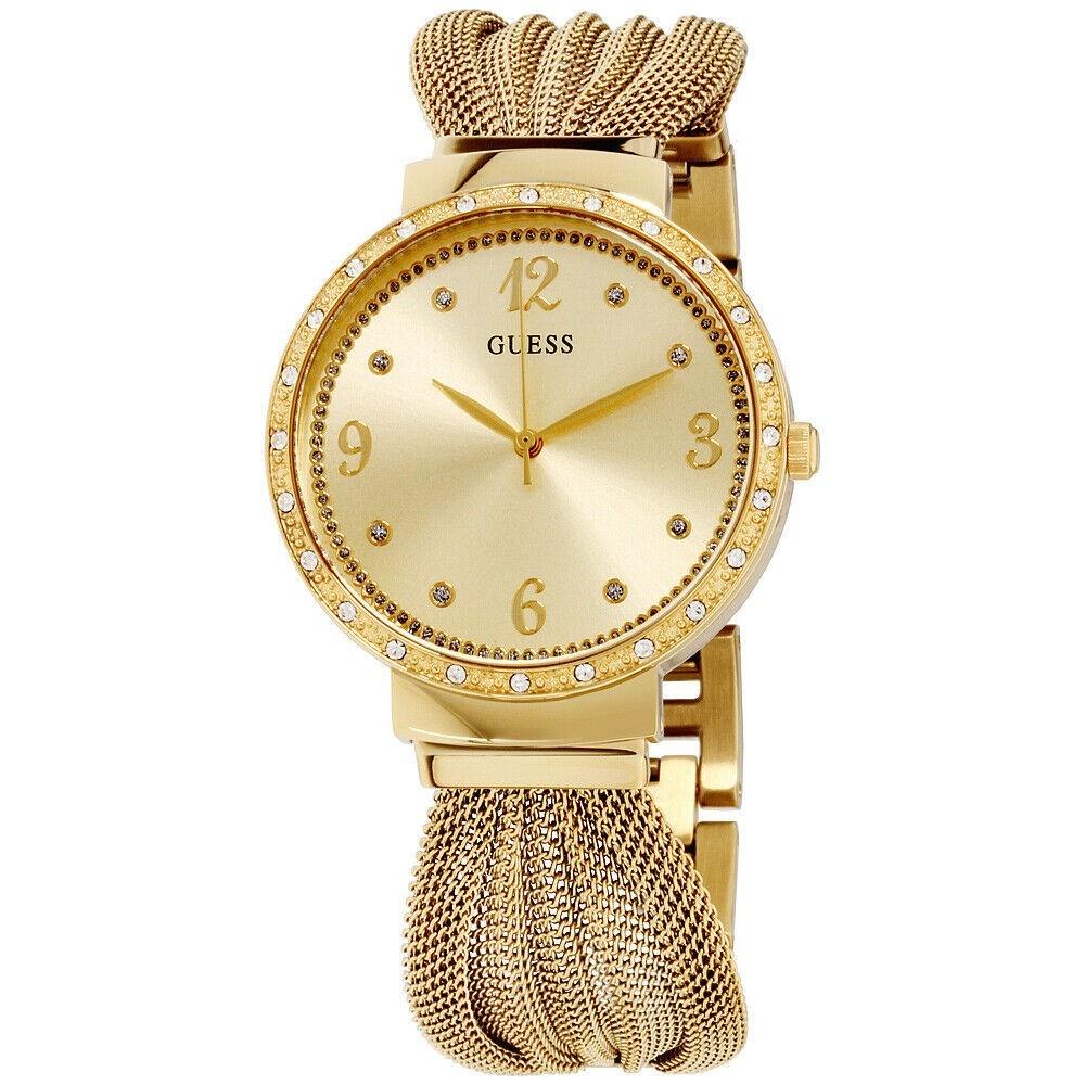  Shop Authentic Guess Chiffon Gold Dial Gold Mesh Bracelet Watch For Women - W1083L2 - Luxxuri