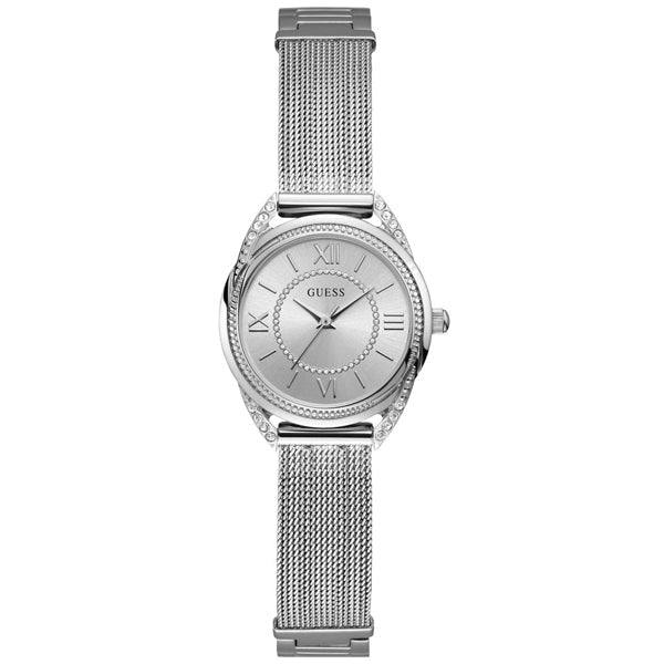  Shop Authentic Guess Whisper Silver Dial Silver Mesh Bracelet Watch for Women - W1084L1 - Luxxuri