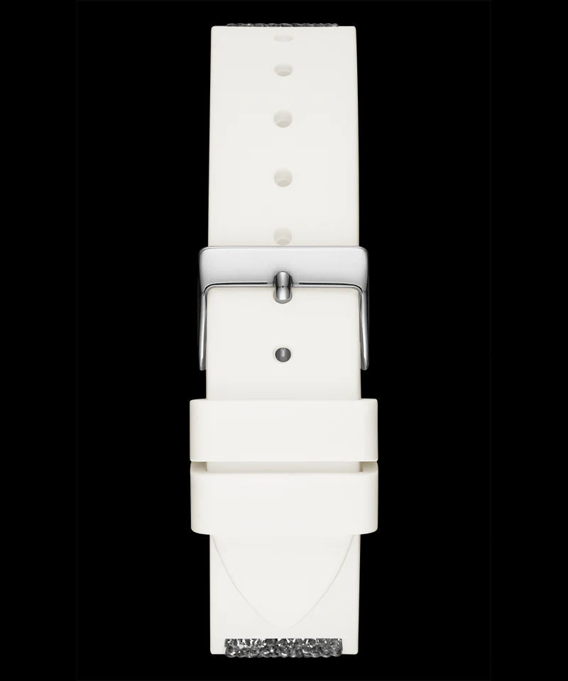  Shop Authentic Guess Swirl Quartz Silver Dial White Silicone Strap Watch for Women - W1096L1 - Luxxuri