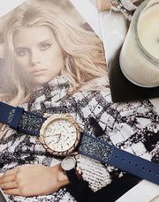  Shop Authentic Guess Swirl Analog Quartz White Dial Blue Rubber Strap Watch for Women - W1096L4 - Luxxuri