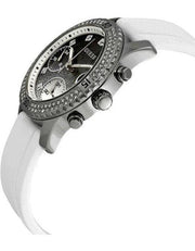  Shop Authentic Guess Confetti Crystal Black Dial White Silicone Strap Watch For Women - W1098L1 - Luxxuri