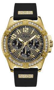  Shop Authentic Guess Frontier Crystals Black Dial Black Silicone Strap Watch For Men - W1132G1 - Luxxuri