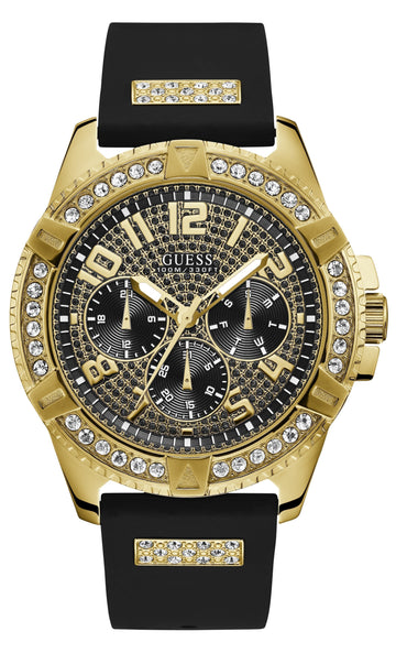  Shop Authentic Guess Frontier Crystals Black Dial Black Silicone Strap Watch For Men - W1132G1 - Luxxuri