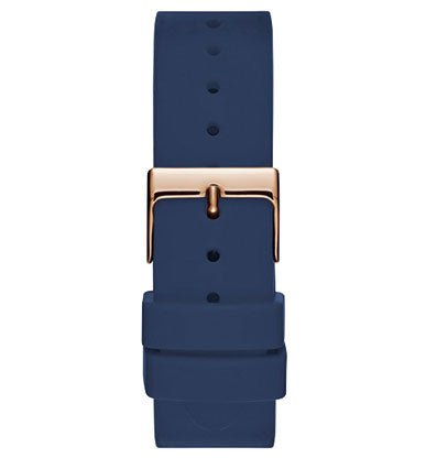  Shop Authentic Guess Solar White Rose Gold Dial Blue Rubber Strap Watch For Women - W1135L3 - Luxxuri