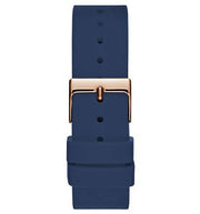  Shop Authentic Guess Solar White Rose Gold Dial Blue Rubber Strap Watch For Women - W1135L3 - Luxxuri