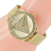  Shop Authentic Guess Tri Glitz Quartz Diamonds Gold Dial Gold Mesh Bracelet Watch For Women - W1142L2 - Luxxuri