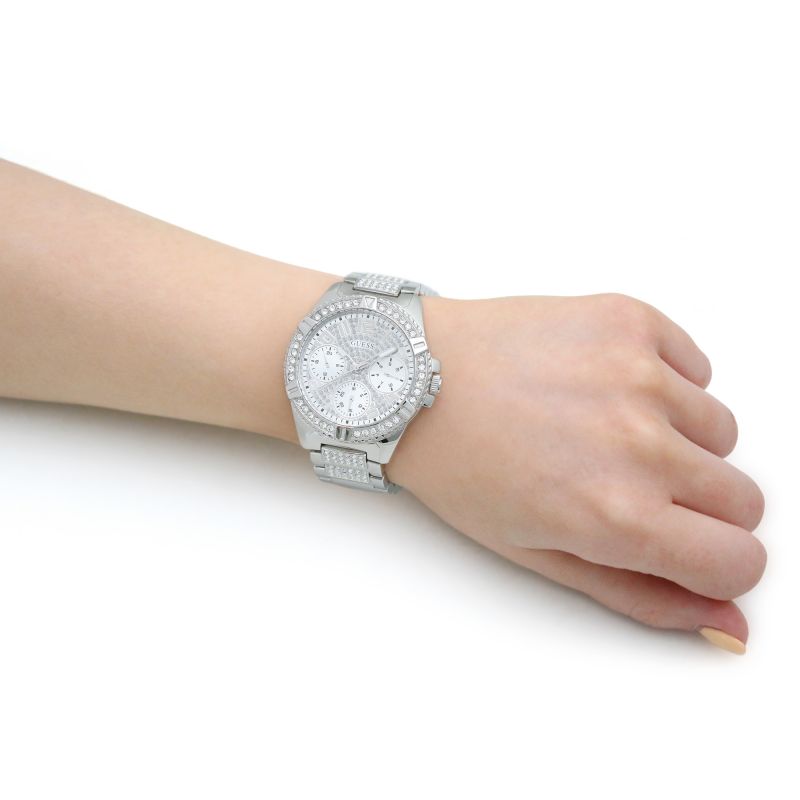  Shop Authentic Guess Frontier Diamonds Silver Dial Silver Steel Strap Watch For Women - W1156L1 - Luxxuri
