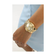  Shop Authentic Guess Frontier Diamonds Gold Dial Gold Steel Strap Watch For Women - W1156L2 - Luxxuri