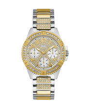  Shop Authentic Guess Frontier Chronograph Crystals Gold Dial Two Tone Steel Strap Watch For Women - W1156L5 - Luxxuri