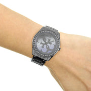  Shop Authentic Guess G Twist Diamonds Purple Dial Black Steel Strap Watch For Women - W1201L4 - Luxxuri
