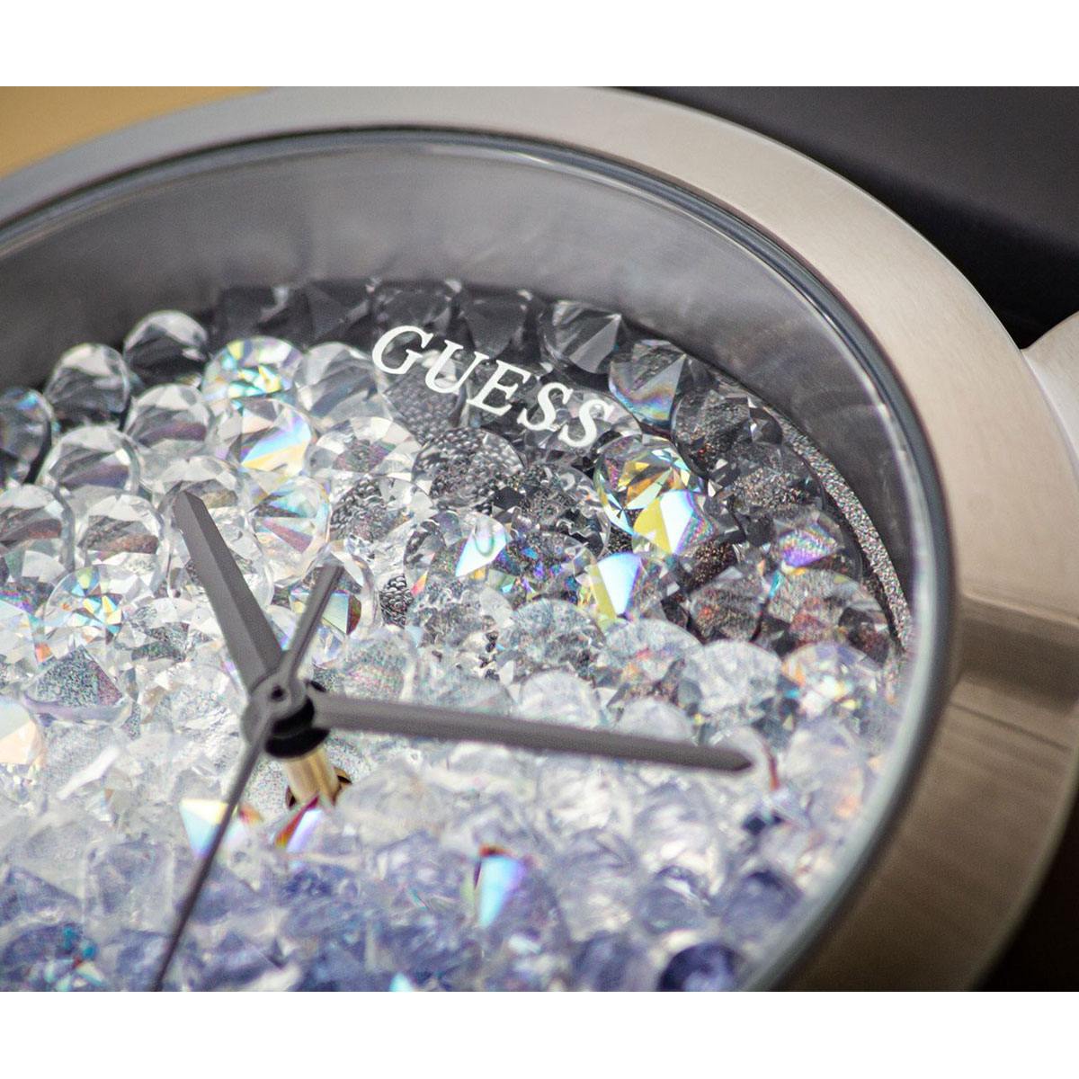  Shop Authentic Guess Crush Crystals Silver Dial Black Rubber Strap Watch for Women - W1223L4 - Luxxuri