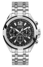  Shop Authentic Guess Surge Chronograph Black Dial Silver Steel Strap Watch for Men - W1258G1 - Luxxuri