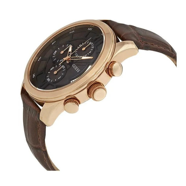  Shop Authentic Guess Analog Chronograph Brown Dial Brown Leather Strap Watch For Men - W14052G2 - Luxxuri